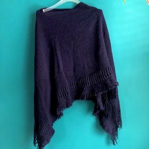 Asymmetrical Knit Poncho